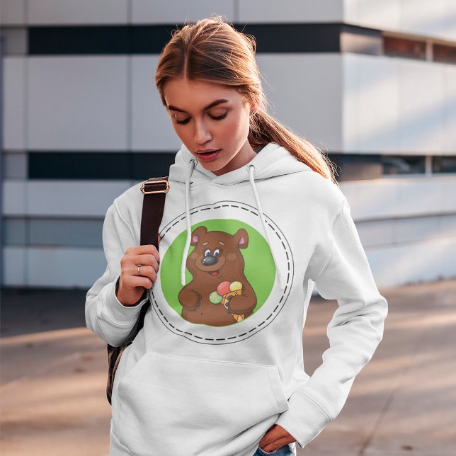 Camiseta Urso Castanho Com Sorvete (Criador carregado)