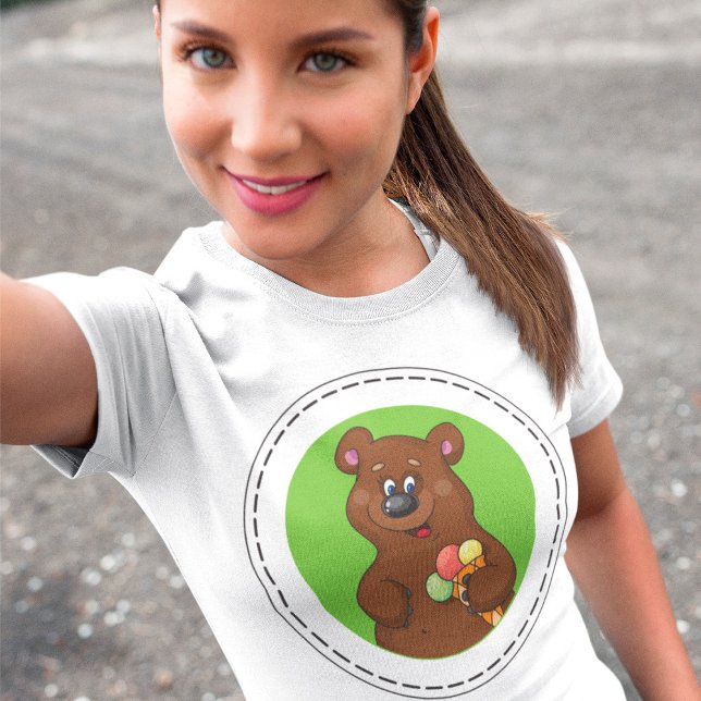 Camiseta Urso Castanho Com Sorvete (Criador carregado)