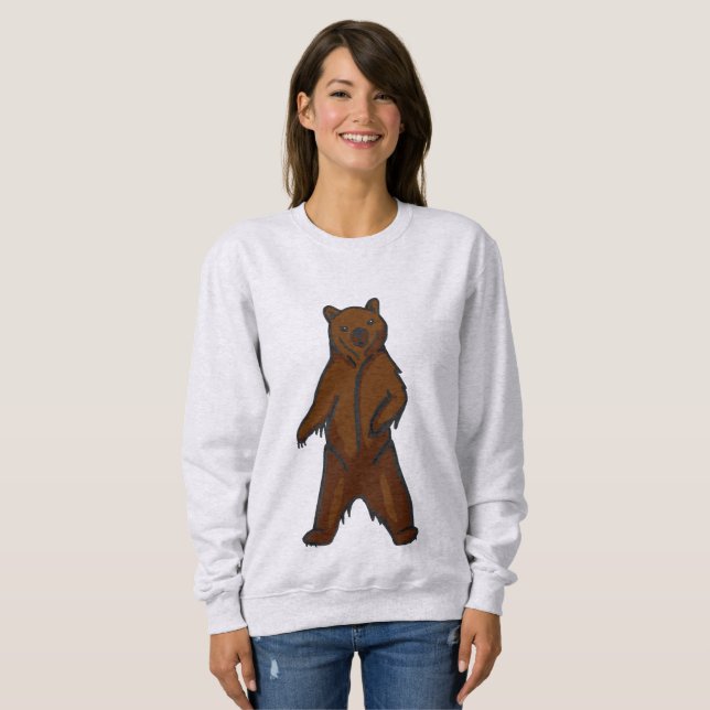 Camiseta Urso Castanho-Grizzly, De Pé, De Pé (Frente Completa)