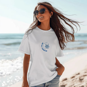 Camiseta Urso chá de fraldas branco azul-aquarela