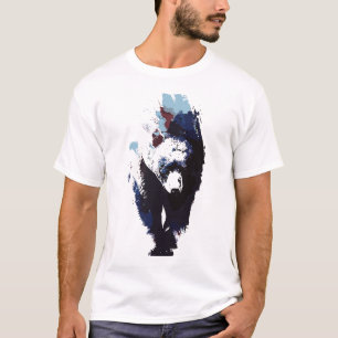 Camiseta Urso Cinzento Abstrato em Tons Intensos