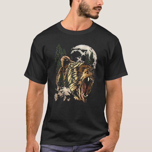 Camiseta Urso Cinzento Vida Selvagem Espírito da Natureza A (Frente)