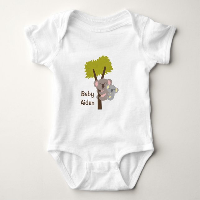 Camiseta Urso Coala Bebê Fofo e Mamãe Para Bebês (Frente)