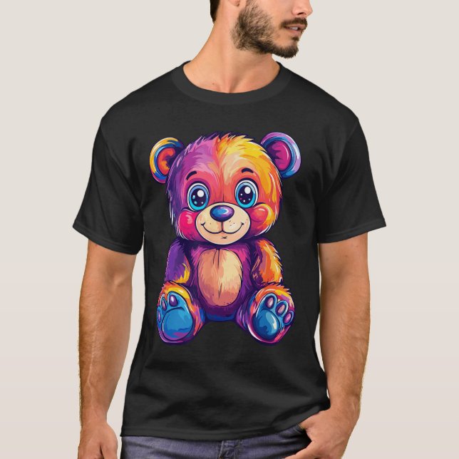 Camiseta Urso Colorido Com Olhos Grandes (Frente)
