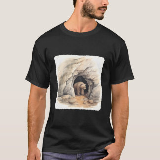 Camiseta Urso Com Abrigo De Caverna De Hibernação Abrigo De