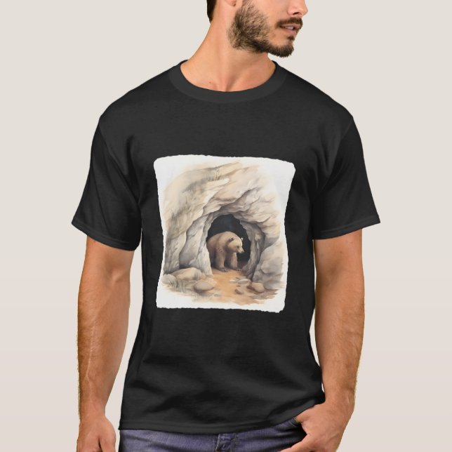 Camiseta Urso Com Abrigo De Caverna De Hibernação Abrigo De (Frente)