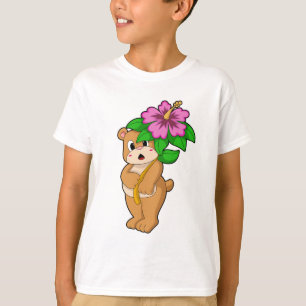 Camiseta Urso com Flor Hibiscus
