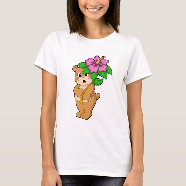 Camiseta Urso com Flor Hibiscus (Frente)
