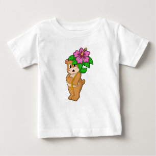 Camiseta Urso com Flor Hibiscus
