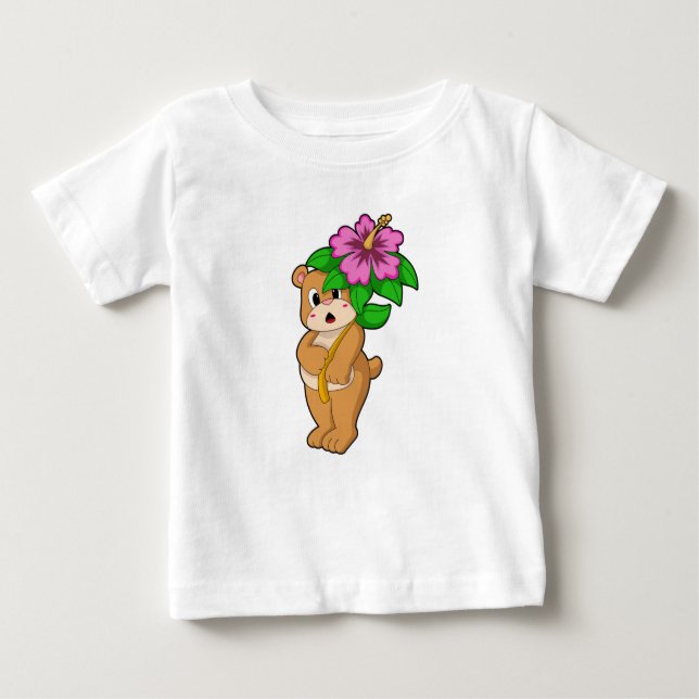 Camiseta Urso com Flor Hibiscus (Frente)