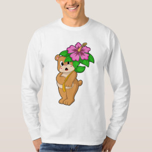 Camiseta Urso com Flor Hibiscus