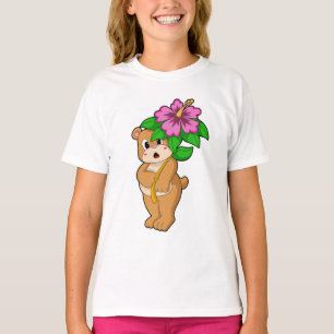 Camiseta Urso com Flor Hibiscus