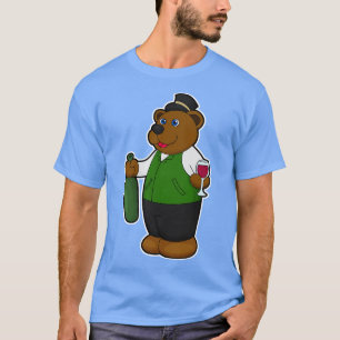 Camiseta Urso com garrafa de vinho