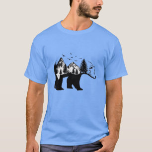 Camiseta Urso com Montanhas e Florestas - Vida Selvagem - N