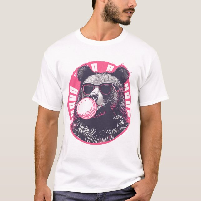Camiseta Urso com óculos de sol e chiclete (Frente)