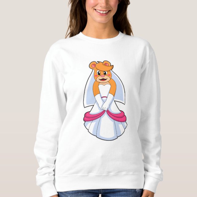 Camiseta Urso com vestido de noiva e véu (Frente)