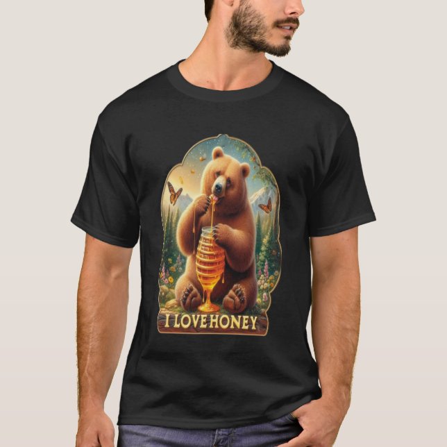 Camiseta Urso Comendo Mel De Um Bolo De Mel (Frente)