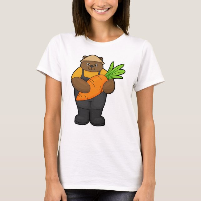 Camiseta Urso como Agricultor com Cenoura (Frente)
