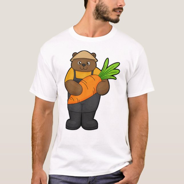 Camiseta Urso como Agricultor com Cenoura (Frente)