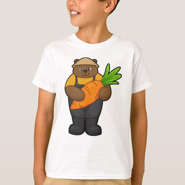 Camiseta Urso como Agricultor com Cenoura (Frente)