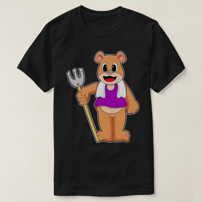 Camiseta Urso como agricultor com Rake (Frente do Design)