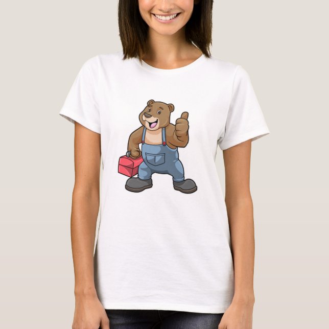 Camiseta Urso como artesão com caixa de ferramentas (Frente)