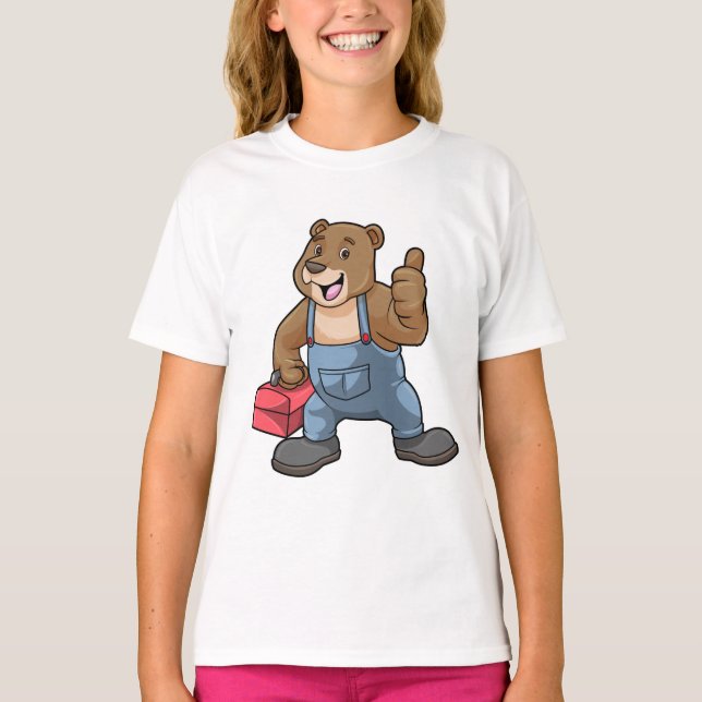 Camiseta Urso como artesão com caixa de ferramentas (Frente)