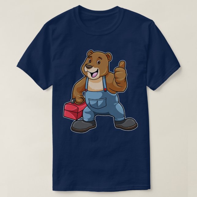 Camiseta Urso como artesão com caixa de ferramentas (Frente do Design)