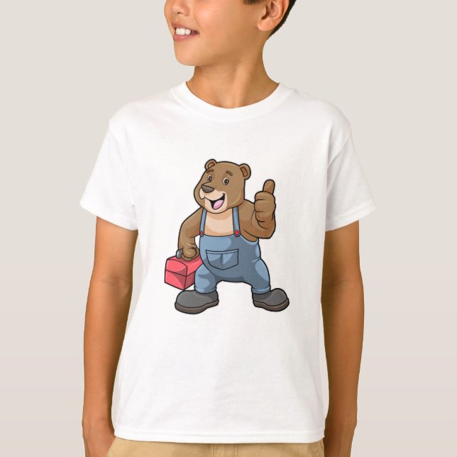 Camiseta Urso como artesão com caixa de ferramentas (Frente)