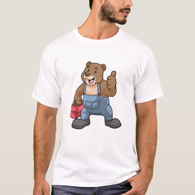 Camiseta Urso como artesão com caixa de ferramentas (Frente)