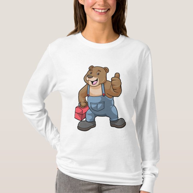 Camiseta Urso como artesão com caixa de ferramentas (Frente)