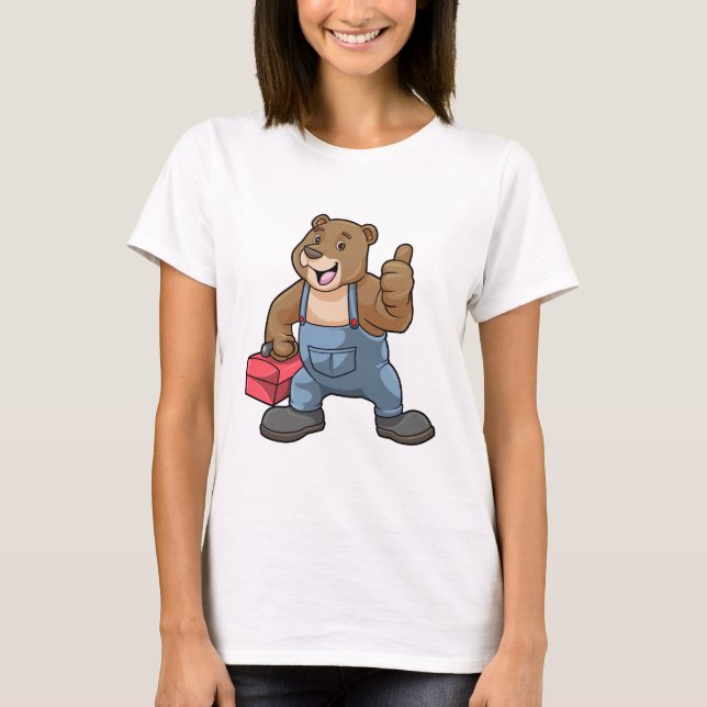Camiseta Urso como artesão com caixa de ferramentas (Frente)