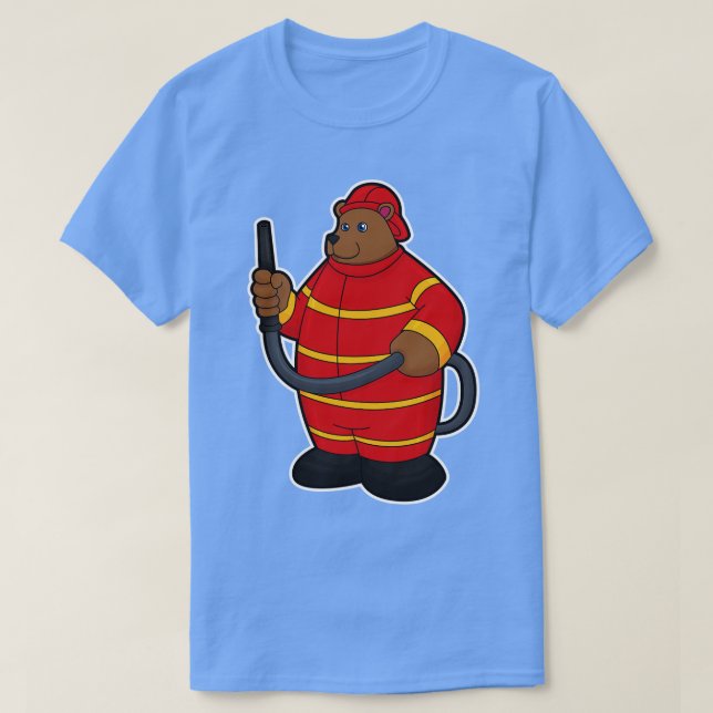 Camiseta Urso como Bombeiro com Mangueira (Frente do Design)