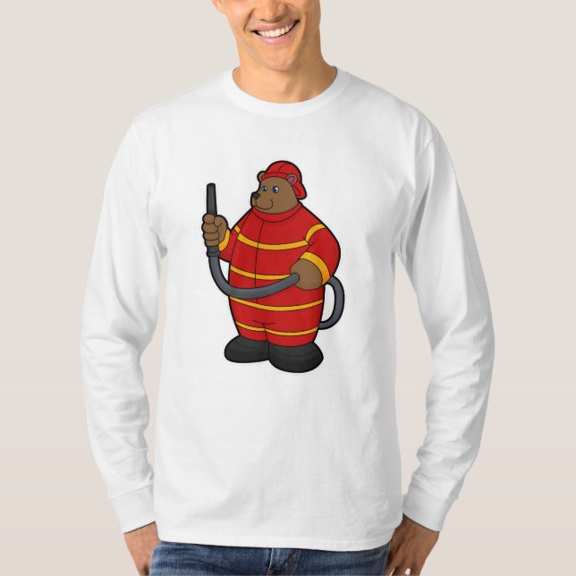Camiseta Urso como Bombeiro com Mangueira (Frente)