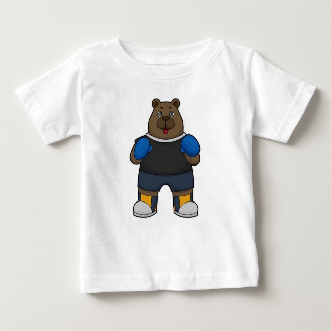Camiseta Urso como Boxer com luvas in a box (Frente)