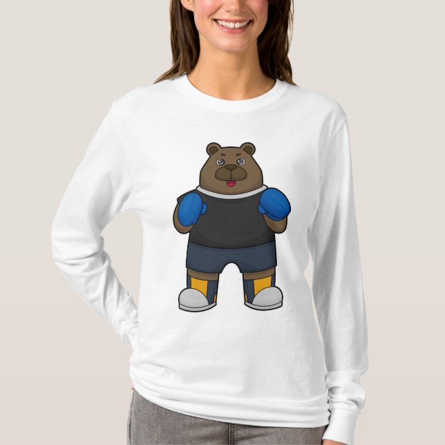 Camiseta Urso como Boxer com luvas in a box (Frente)