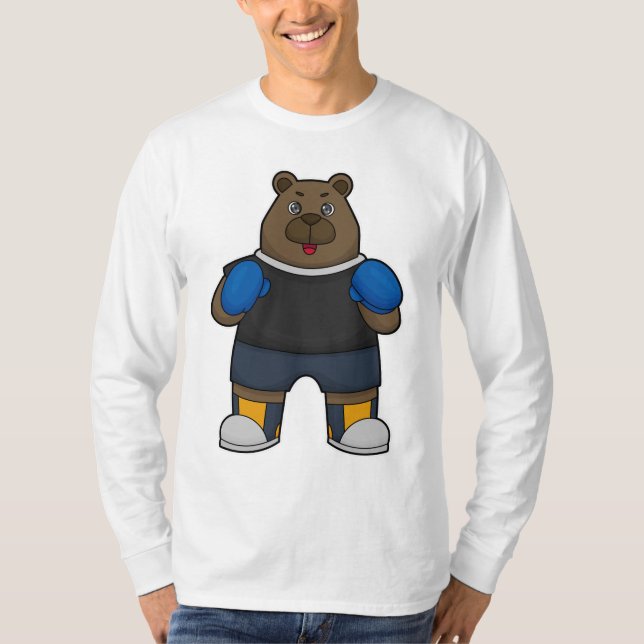 Camiseta Urso como Boxer com luvas in a box (Frente)