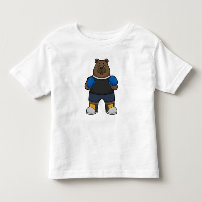 Camiseta Urso como Boxer com luvas in a box (Frente)
