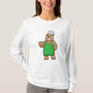 Camiseta Urso como Cozinheiro com placa de Cozinhar e tigel
