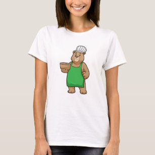 Camiseta Urso como Cozinheiro com placa de Cozinhar e tigel