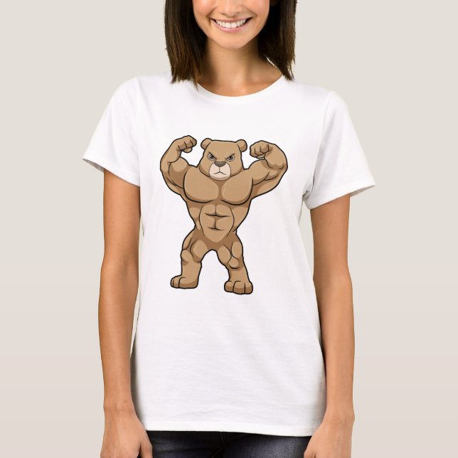 Camiseta Urso como Criador de Portos com Músculos Grandes (Frente)