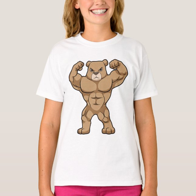 Camiseta Urso como Criador de Portos com Músculos Grandes (Frente)
