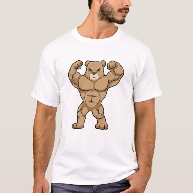 Camiseta Urso como Criador de Portos com Músculos Grandes (Frente)