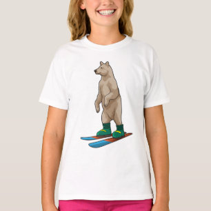 Camiseta Urso como esquiador com esqui