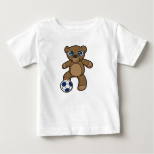Camiseta Urso como jogador de futebol com bola de futebol
