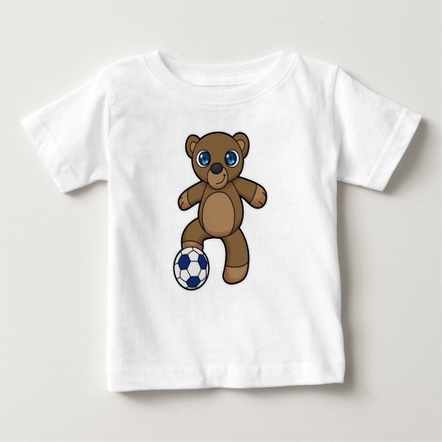 Camiseta Urso como jogador de futebol com bola de futebol (Frente)