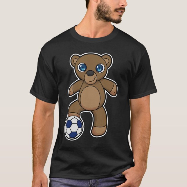 Camiseta Urso como jogador de futebol com bola de futebol (Frente)