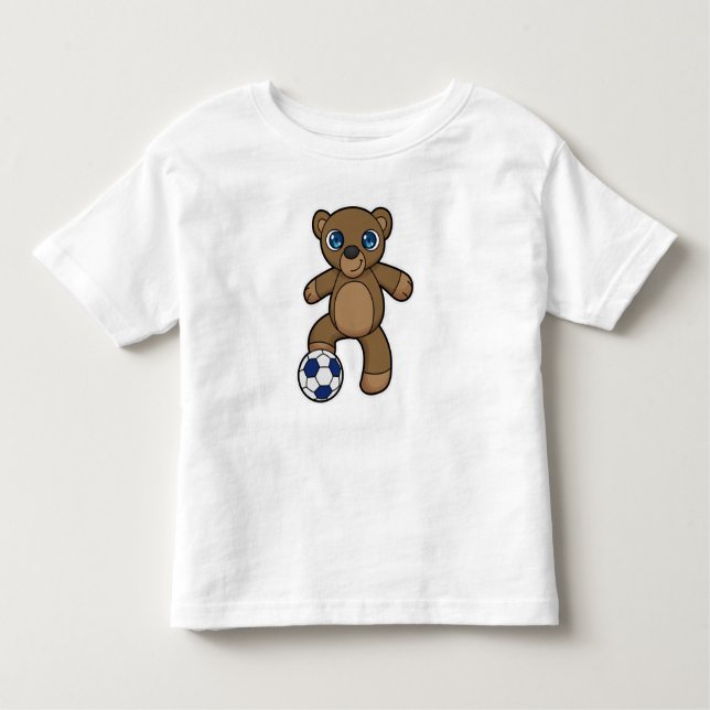 Camiseta Urso como jogador de futebol com bola de futebol (Frente)