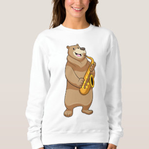 Camiseta Urso como músico com saxofone