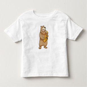 Camiseta Urso como músico com saxofone